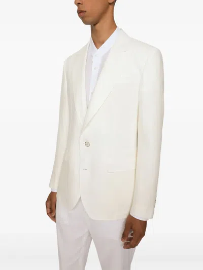 Dolce & Gabbana Linen Single-breasted Blazer In White