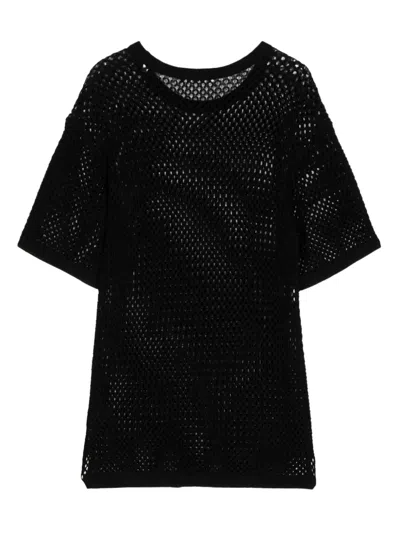 Wood Wood Gestricktes T-shirt In Black