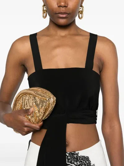 Chloé Women Cropped Tank Top With Ribbons In Black