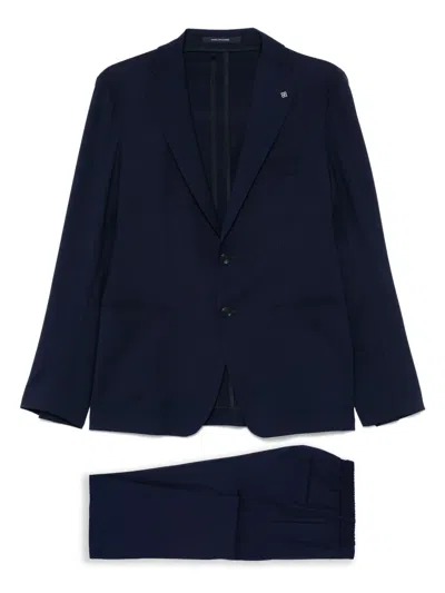Tagliatore Single-breasted Blue Jacket In Wool In Blau