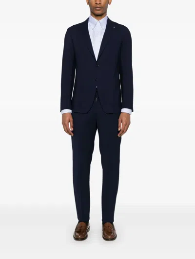 Tagliatore Single-breasted Blue Jacket In Wool In Blau