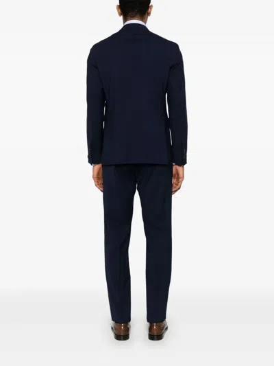 Tagliatore Single-breasted Blue Jacket In Wool In Blau