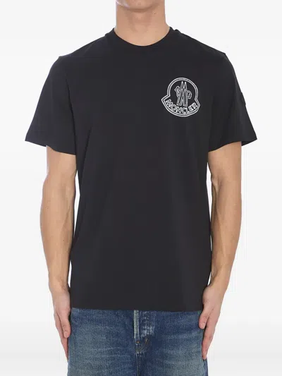 Moncler Logo Cotton T-shirt In Black