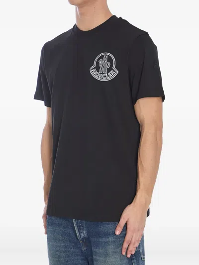 Moncler Logo Cotton T-shirt In Black