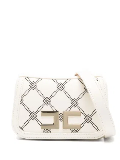 Elisabetta Franchi La Mia Bambina Monogram-pattern Cross Body Bag In White