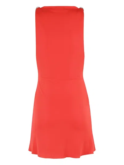 David Koma Crystal Claw Embr Detail Cowl Neck Mini In Orange
