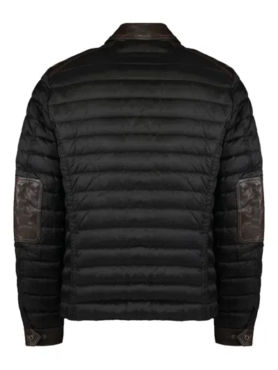 Moorer Crespi Leather Inserts Down Jacket In Black