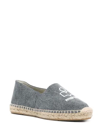 Isabel Marant Textured Grey Slip-on Sneakers With Jute-wrapped Midsole In Black