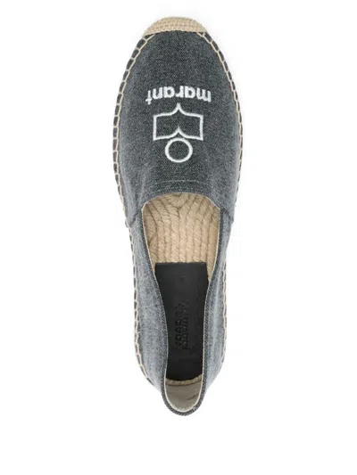 Isabel Marant Textured Grey Slip-on Sneakers With Jute-wrapped Midsole In Black