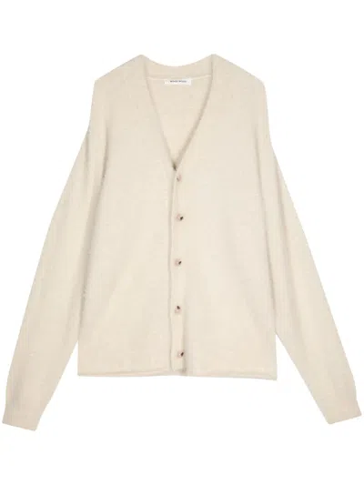 Wood Wood V-neck Knit Cardigan In Neutral
