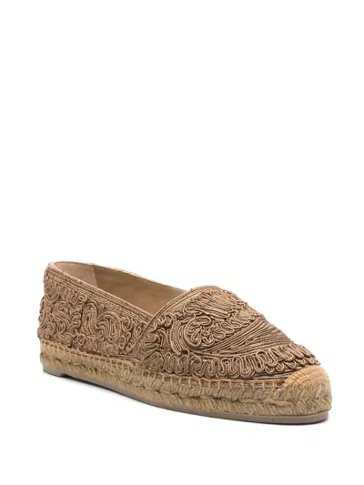 Etro X Castañer Espadrilles With Paisley Embroidery, Woman, Grey, Size 39 In Neutrals