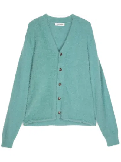 Wood Wood V-neck Knit Cardigan In Green