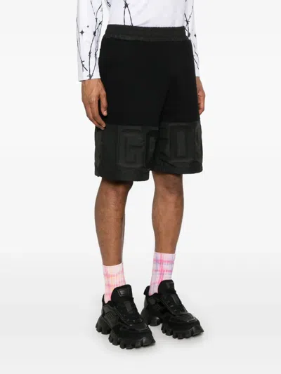 Gcds Black Band Logo Nylon Bermuda Shorts In Black