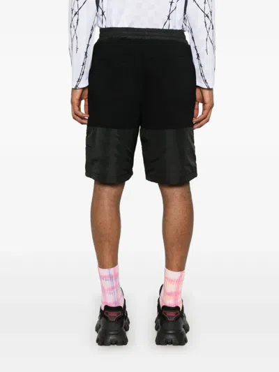 Gcds Black Band Logo Nylon Bermuda Shorts In Black