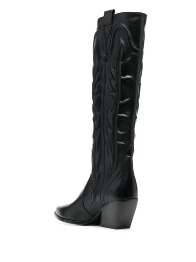 Elena Iachi 80mm Leather Texan Boots In Black