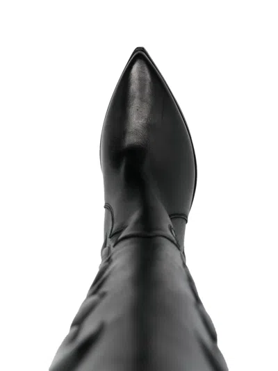 Elena Iachi 80mm Leather Texan Boots In Black