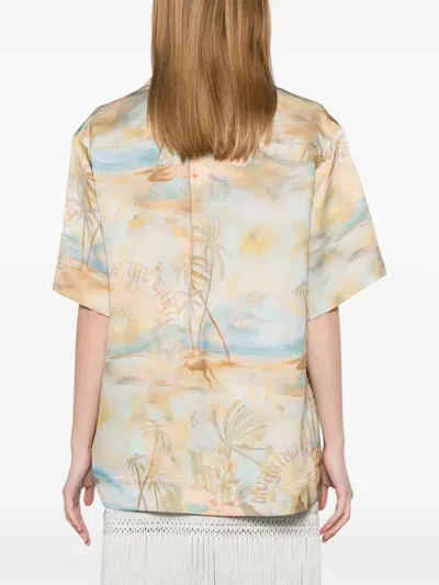 Zimmermann Beige And Light Blue Pattern Shirt In Blue
