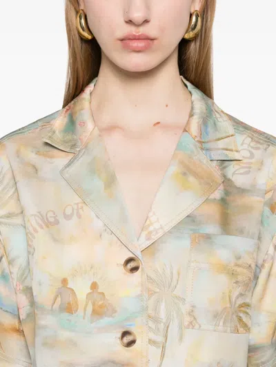 Zimmermann Beige And Light Blue Pattern Shirt In Blue