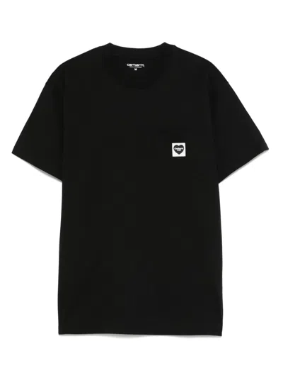 Carhartt T-shirt With Pocket And Heart Patch In Black