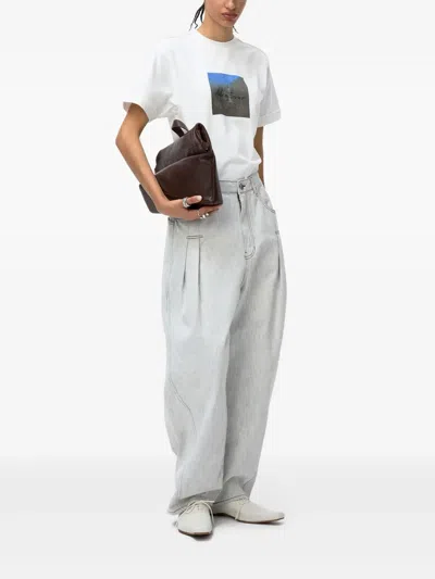 Ader Error Round Neck Short Sleeve T-shirt In White