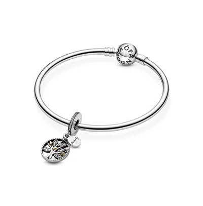 Pandora Sparkling Family Tree Dangle Charm In Two-tone