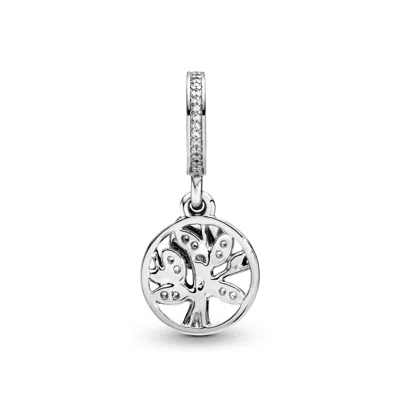 Pandora Sparkling Family Tree Dangle Charm In Two-tone