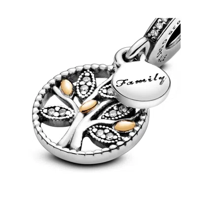 Pandora Sparkling Family Tree Dangle Charm In Two-tone