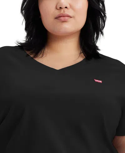 Levi's Plus Size Cotton Perfect V-neck Tees In Caviar