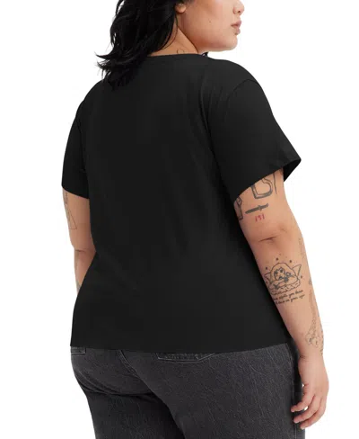 Levi's Plus Size Cotton Perfect V-neck Tees In Caviar