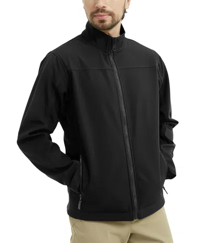 Hawke & Co. Men's Mountain Stretch Soft Shell Collar Jacket In Black
