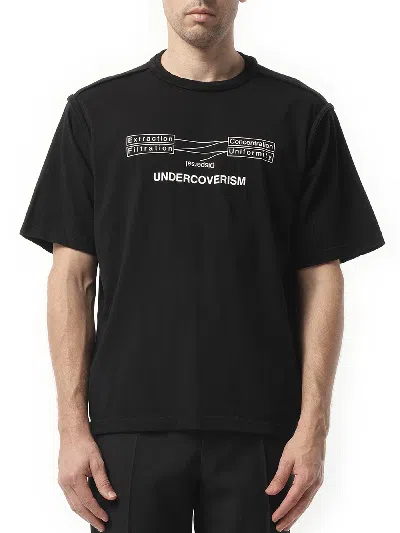 Undercover Boxy Black Short-sleeve T-shirt With Graphic Print In Black