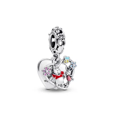 Pandora Disney Winnie The Pooh Sterling Silver Double Heart Dangle In Sterling Silver