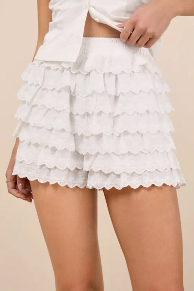 Lulus Raphaela White Eyelet Embroidered Bloomer Shorts In White