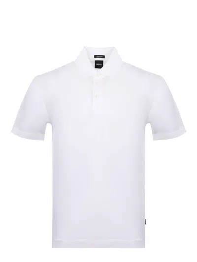 Hugo Boss Regular-fit Polo Shirt In Cotton And Linen In White
