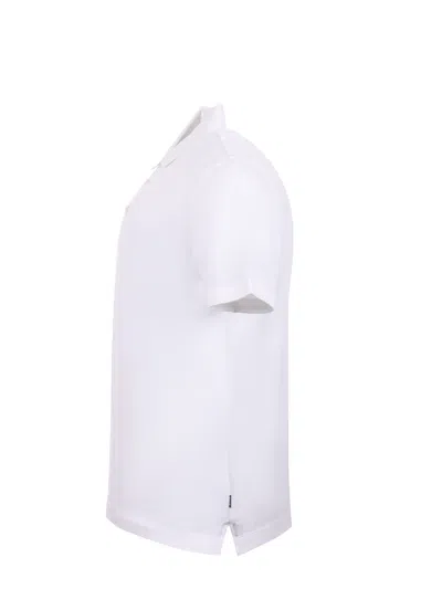 Hugo Boss Regular-fit Polo Shirt In Cotton And Linen In White