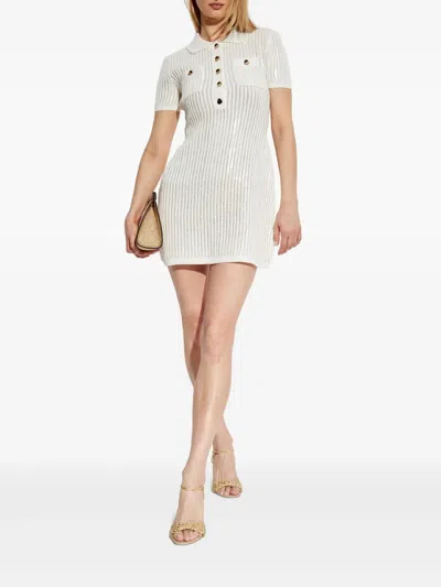 Self-portrait Mini Crochet Dress With Sequins In Neutral