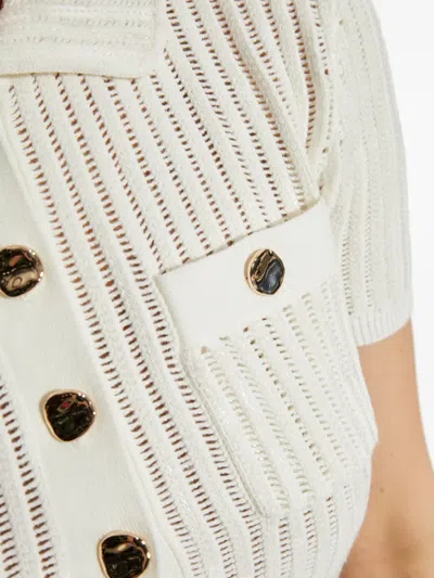 Self-portrait Mini Crochet Dress With Sequins In Neutral