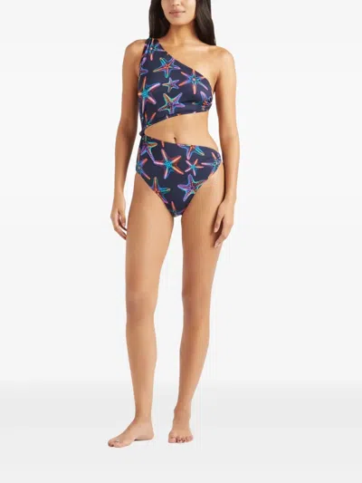 Vilebrequin Disco Stars Assymetric Bikini One-piece Swimsuit In Blue