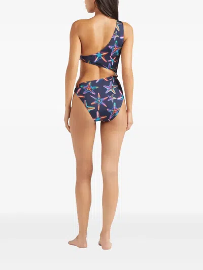 Vilebrequin Disco Stars Assymetric Bikini One-piece Swimsuit In Blue