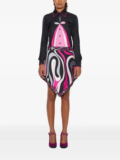 Pucci Silk Midi Skirt In Black