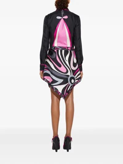 Pucci Silk Midi Skirt In Black