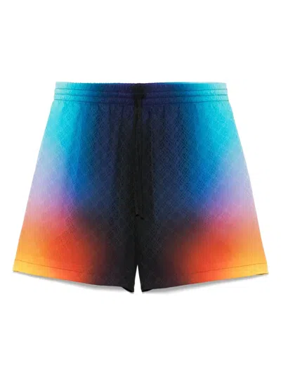 Casablanca Silk Shorts With Polyester Lining In Blue