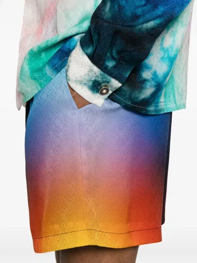 Casablanca Silk Shorts With Polyester Lining In Blue