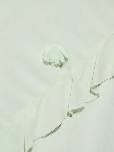 Self-portrait Self Portrait Long Georgette Dress With Floral Applique In Green