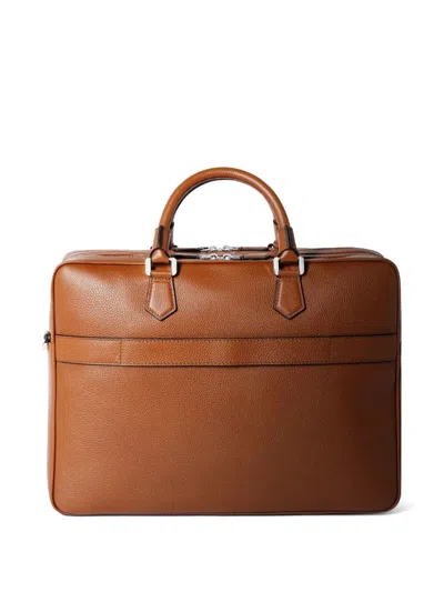 Serapian Leather Laptop Bag In Brown