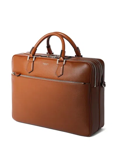 Serapian Leather Laptop Bag In Brown