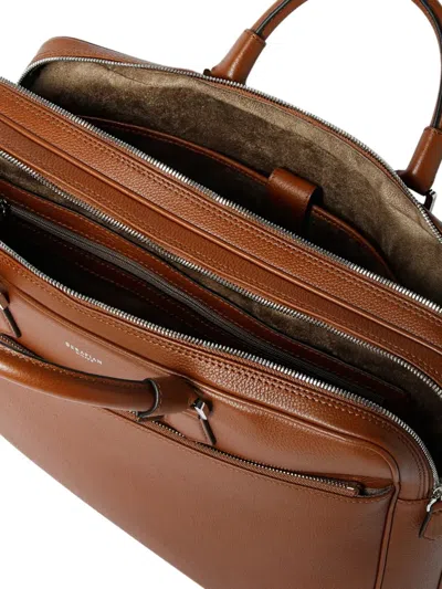 Serapian Leather Laptop Bag In Brown