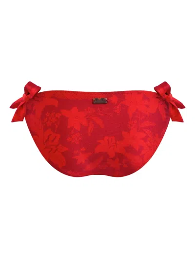 Vilebrequin Flower Power Side Tie Bikini Bottom In Red