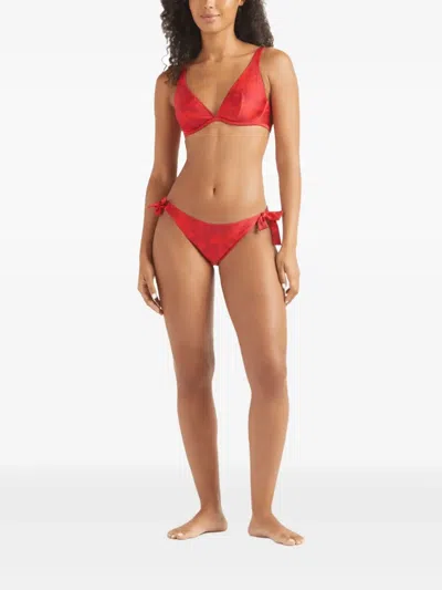 Vilebrequin Flower Power Side Tie Bikini Bottom In Red