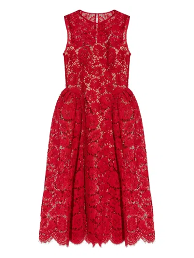 Self-portrait Lace Midi Dress In Red | ModeSens